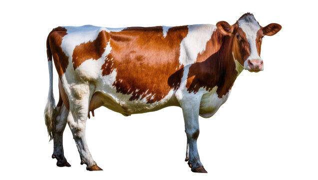 Brown and white Holstein Friesian cow standing