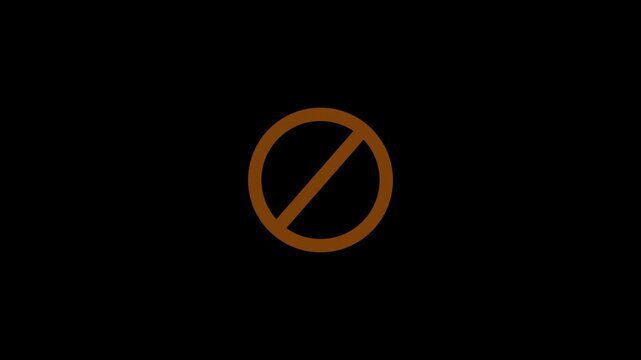 4K Background Stop sign red icon. warning or no entry forbidden circle and line symbol. Attention sign with digital glitch effect. 4k video.