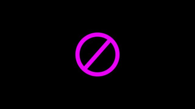  4K Background Stop sign red icon. warning or no entry forbidden circle and line symbol. Attention sign with digital glitch effect. 4k video. 