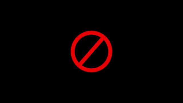  4K Background Stop sign red icon. warning or no entry forbidden circle and line symbol. Attention sign with digital glitch effect. 4k video.