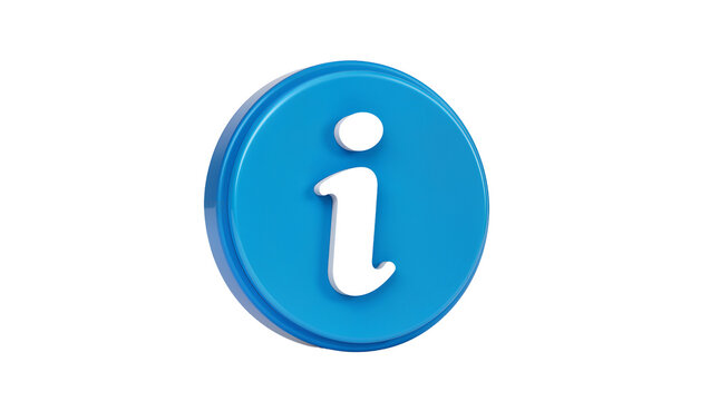 Blue circular information icon with white letter i