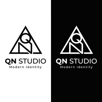 Modern QN Studio Logo Design with Geometric Triangle and Abstract Lettering.
