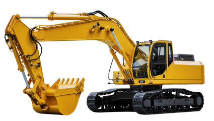 Yellow excavator with large bucket and tracks © Jonas