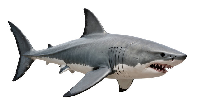 Great White Shark with open mouth and sharp teeth