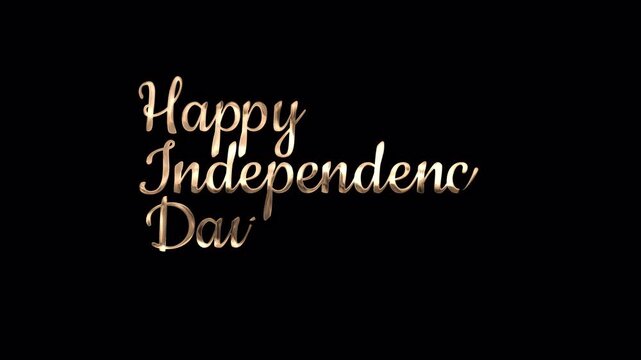 happy Independence greeting element in metallic golden text on transparent alpha channel backgrounds. Perfect for fourth of july designs, patriotic celebrations, festive invitations.
