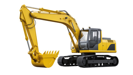 Yellow excavator with black tracks and cab © Jonas