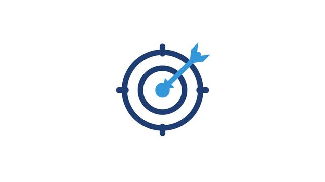 Target Icon Animation with a Blue Arrow Hitting the Bullseye Symbolizing Precision and Goal Achievement