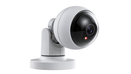 White dome security camera with pan-tilt function and red indicator light © Jonas
