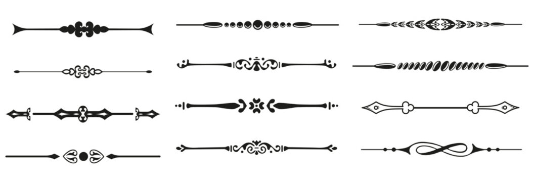 decorative line divider ornament vector set