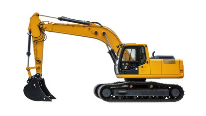 Yellow excavator with black tracks and bucket © Paul