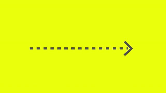 Dash Arrow moving quickly in Right Direction Arrow dotted line animation on Green screen. straight dashed arrow icon sign animated. Thin dashed and dotted arrow Reveal indication pointers.
