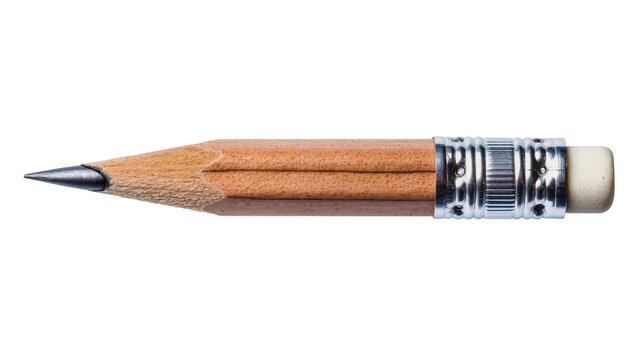 Sharpened wooden pencil with metal ferrule and eraser