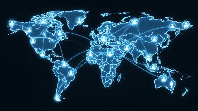 Neon world map