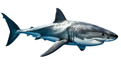 Fototapeta premium Great White Shark swimming, showing gills and fins