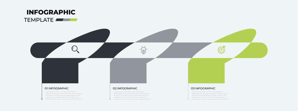 Infographic template vector with 3 steps for business data visualization, corporate presentation, and workflow diagram layout. Vector business template for presentation