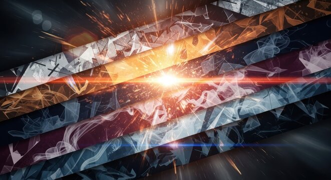 Sparkling metallic surfaces with bright light.
