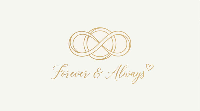 Gold infinity symbol with "Forever & Always" text and heart