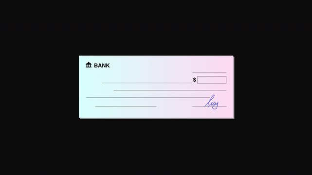 Bank Check Signing Animation with Hand and Signature