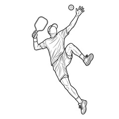 Obraz premium Pickleball player jumping to hit ball Illustrator Vector