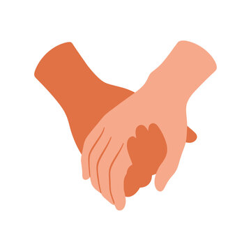 Vector illustration of two hands shaking in a firm handshake gesture showing support and unity