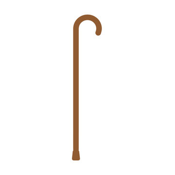 Vector illustration of a brown cane standing upright on a surface