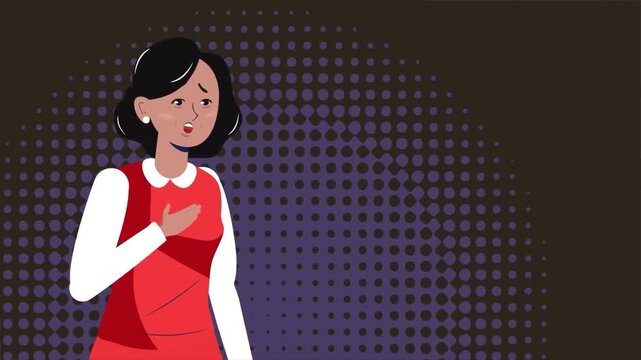 Worried and Anxious Businesswoman Character Animation. Sad Woman Feeling Regret or Apologetic in Corporate Setting.