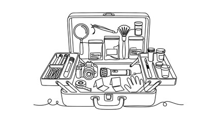 Obraz premium Forensic Kit Open Briefcase with Evidence Collection Tools and Camera