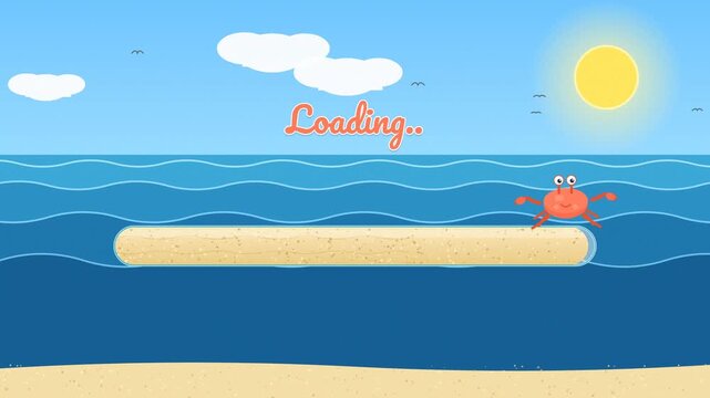 Summer Vacation Cute Crab Sandy Loading Bar UI