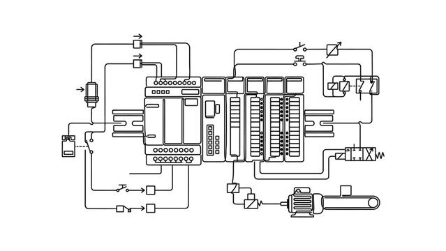 Industrial Automation System Schematic Diagram - PLC Control