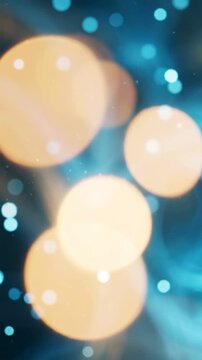 Engaging Visual Symphony of Light and Color: A Dance of Dazzling Circles Against a Mysterious Blue-Gradient Background Capturing the Essence of Magic.