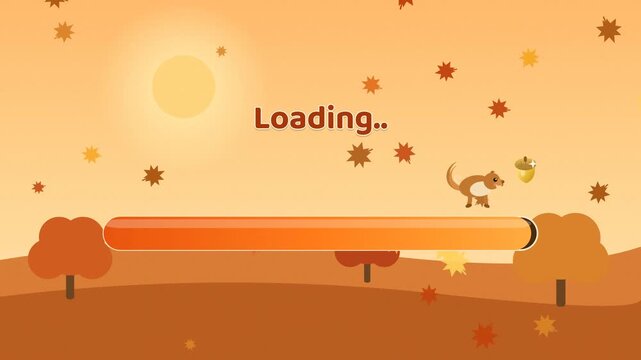 Autumn Squirrel Acorn Leaf Progress Bar 2D
