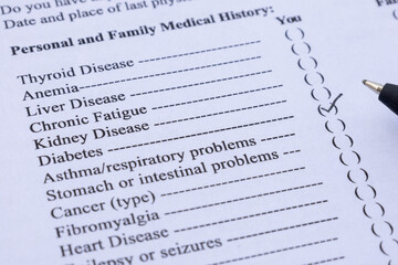 Fototapeta premium Medical History Checklist Form with Chronic Fatigue Checked