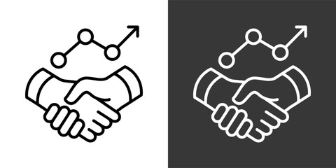 Fototapeta premium Partnership Black And White Icon Set Collection Pack Vector Illustration