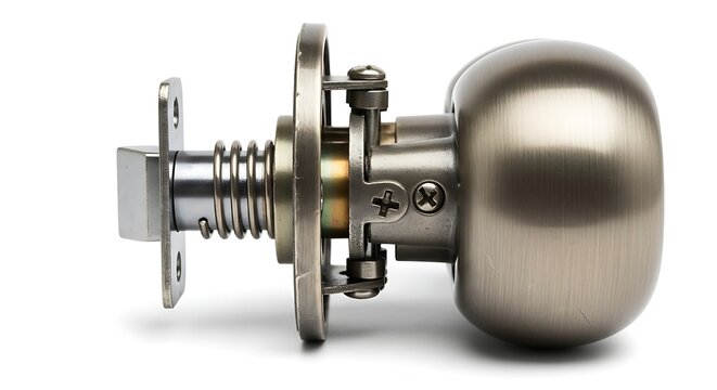 Door hardware lock knob closeup.