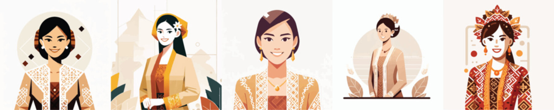 Vector of a Javanese woman wearing traditional kebaya