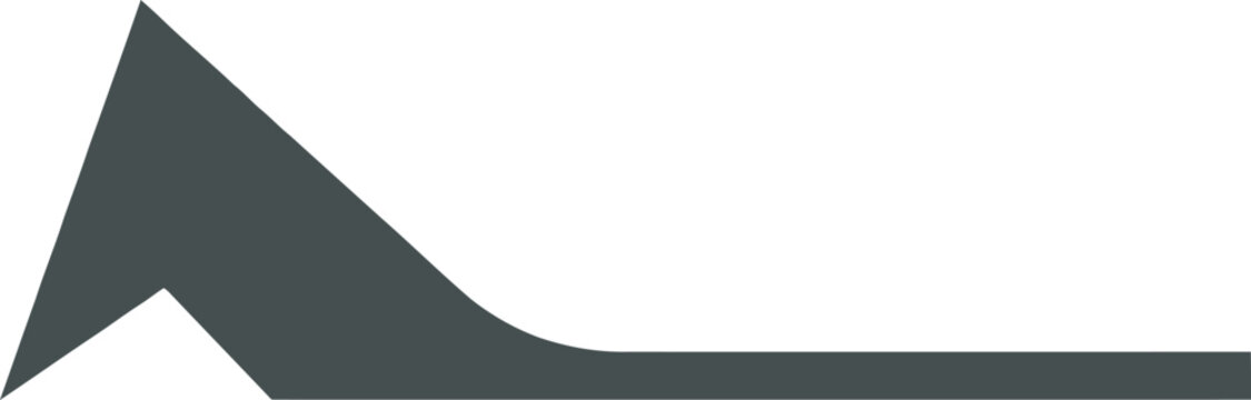 Surfboard traction pad vector illustration. Side view profile silhouette of a dark gray foam tail pad component, showcasing the elevated angled kicktail wedge shape for surfing foot placement.