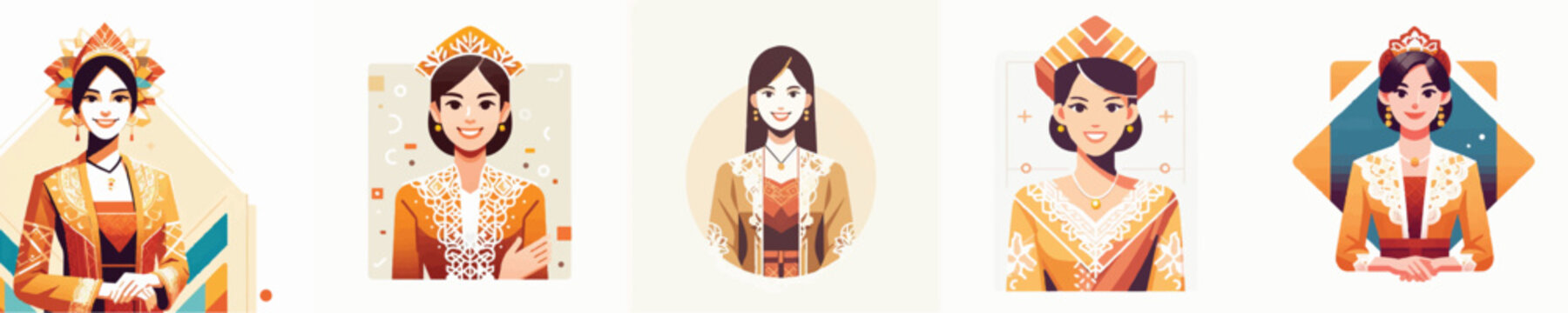 Vector of a Javanese woman wearing traditional kebaya