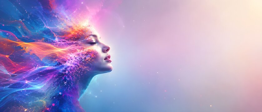 Beyond Imagination Abstract Creativity Banner with Colorful Light Waves
