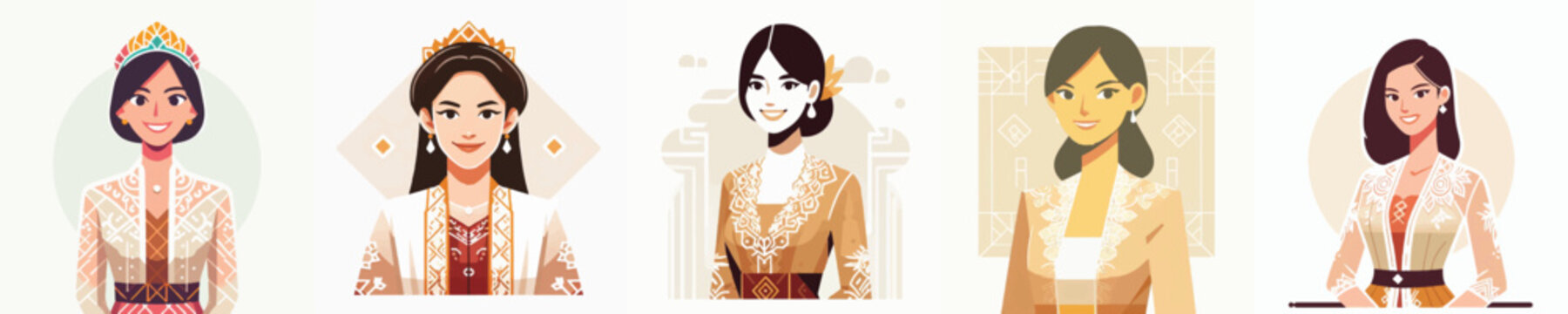 Vector of a Javanese woman wearing traditional kebaya