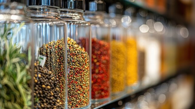 Colorful spices jars