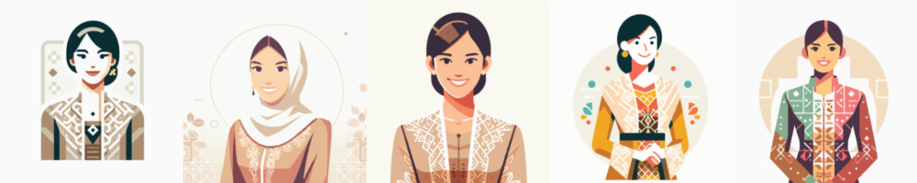 Vector of a Javanese woman wearing traditional kebaya