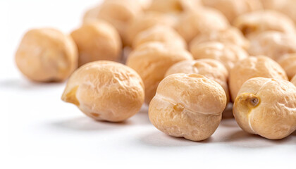 Fototapeta premium Closeup of Chickpeas on White Background for Healthy Food