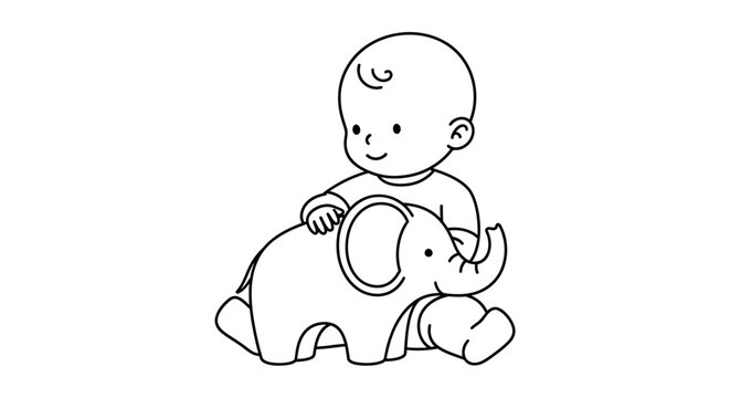 Baby Sitting on Elephant Toy.