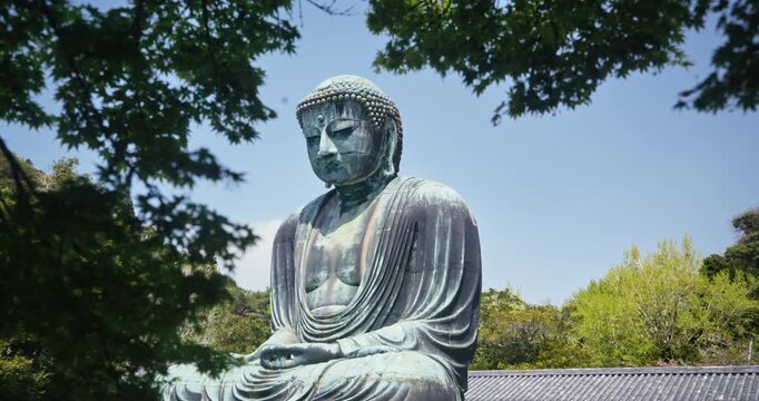 13th Century, Ancient, Great Buddha Kamakura - Medium, low, steady cam shot