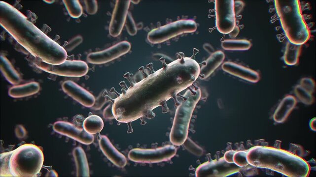液体グリッチが広がる細菌イメージの抽象背景アニメーション