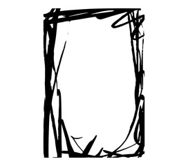 Fototapeta premium Rough scratch grunge frame with brush expressive spray texture and noisy edges. Bold grunge border and paint frame on white as urban backdrop. Vector airbrush element isolated.