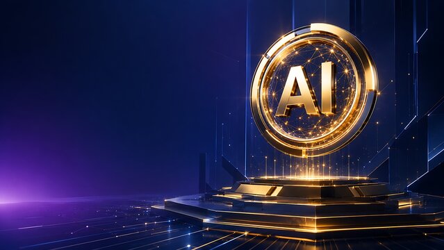 Premium Gold AI Emblem for Enterprise Technology Branding and Business Growth