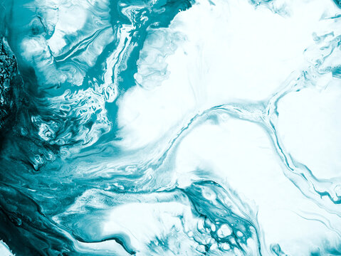 Abstract blue creative hand painted background, marble texture