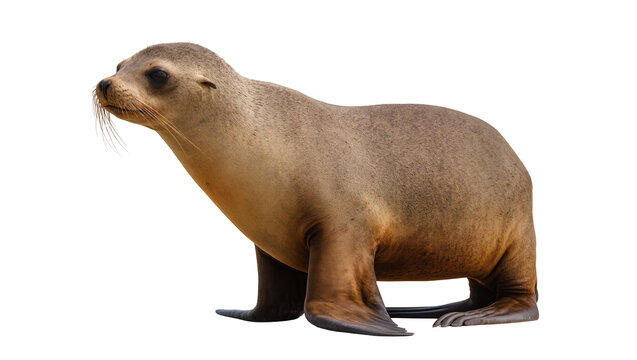 California sea lion on white
