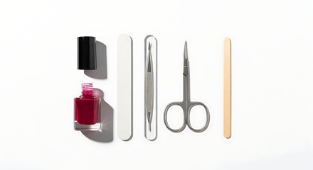 Obraz premium Nail care tools and cosmetics arranged.
